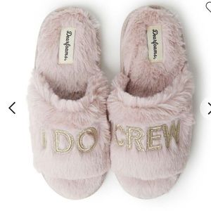 Dearfoams I Do Crew Slide Faux Fur Slipper Pale Mauve Pink Size Medium (7-8)